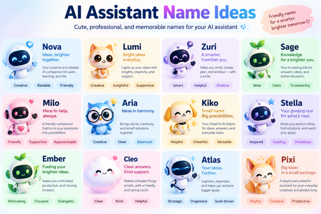 Best AI Assistant Names Cute And Professional​